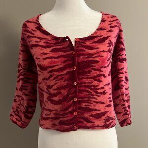 Vintage Y2K Betsey Johnson Pink Tiger Print Cardigan